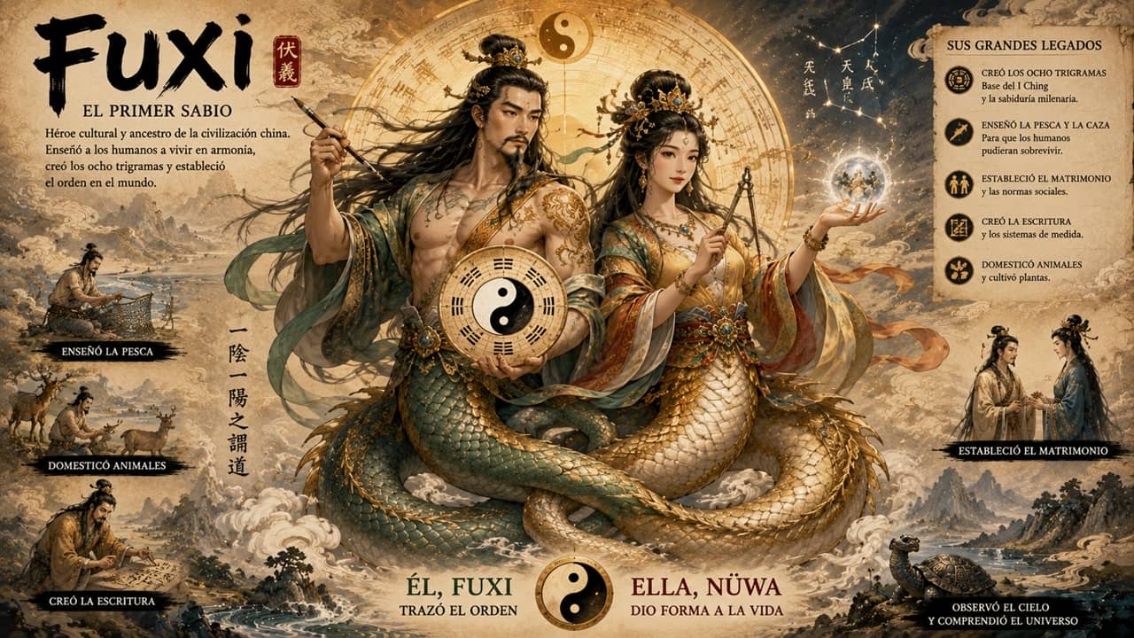 Fuxi y Nüwa Mitología China